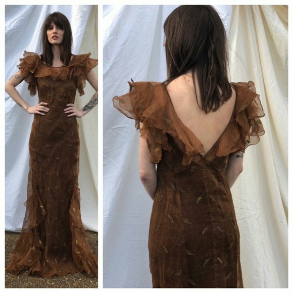 Vintage 1930s Organza Evening Gown - Small 2/4 - Picture 6 of 6